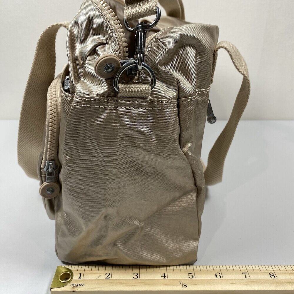 Kipling Cyrene Carry On Travel Bag Crossbody Double Handle Sparkly Gold With Tag - Picture 5 of 16